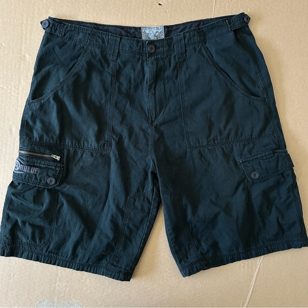 Vintage Anchor Blue Baggy Cargo Shorts Black Sz 40 Skater Hip Hop Y2K Jorts